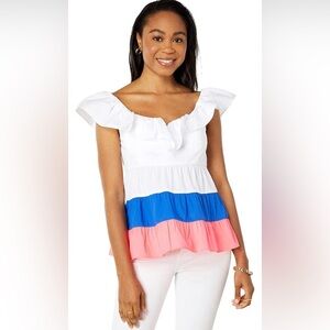 Lilly Pulitzer Emie Ruffle top size 8 NWT